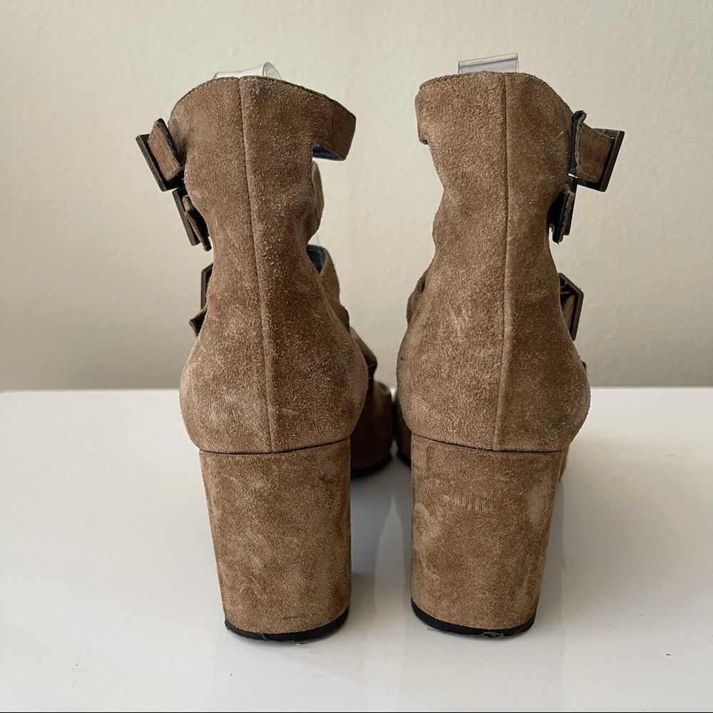 YSL Woman's Multi-strap heel Sandals Suede natural 6.5 - Picture 6 of 11